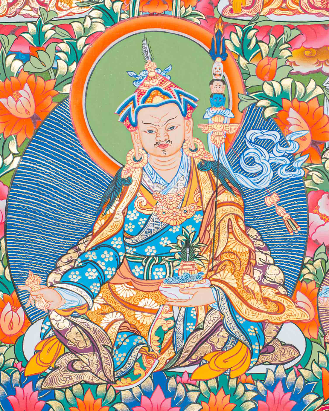 Hand-Painted Guru Rinpoche Thangka - T-S-BT-RB-AU-GC-0082