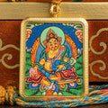 Hand-Painted Jambhala Locket Thangka: The King of Wealth Deities - L-J-0028