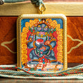 Hand-Painted Jambhala Rectangular Locket (Ghau) Thangka - L-J-63