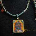 Hand-Painted Jambhala Rectangular Locket (Ghau) Thangka - L-J-63