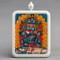 Hand-Painted Jambhala Rectangular Locket (Ghau) Thangka - L-J-63