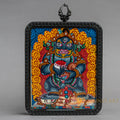 Hand-Painted Jambhala Rectangular Locket (Ghau) Thangka - L-J-63