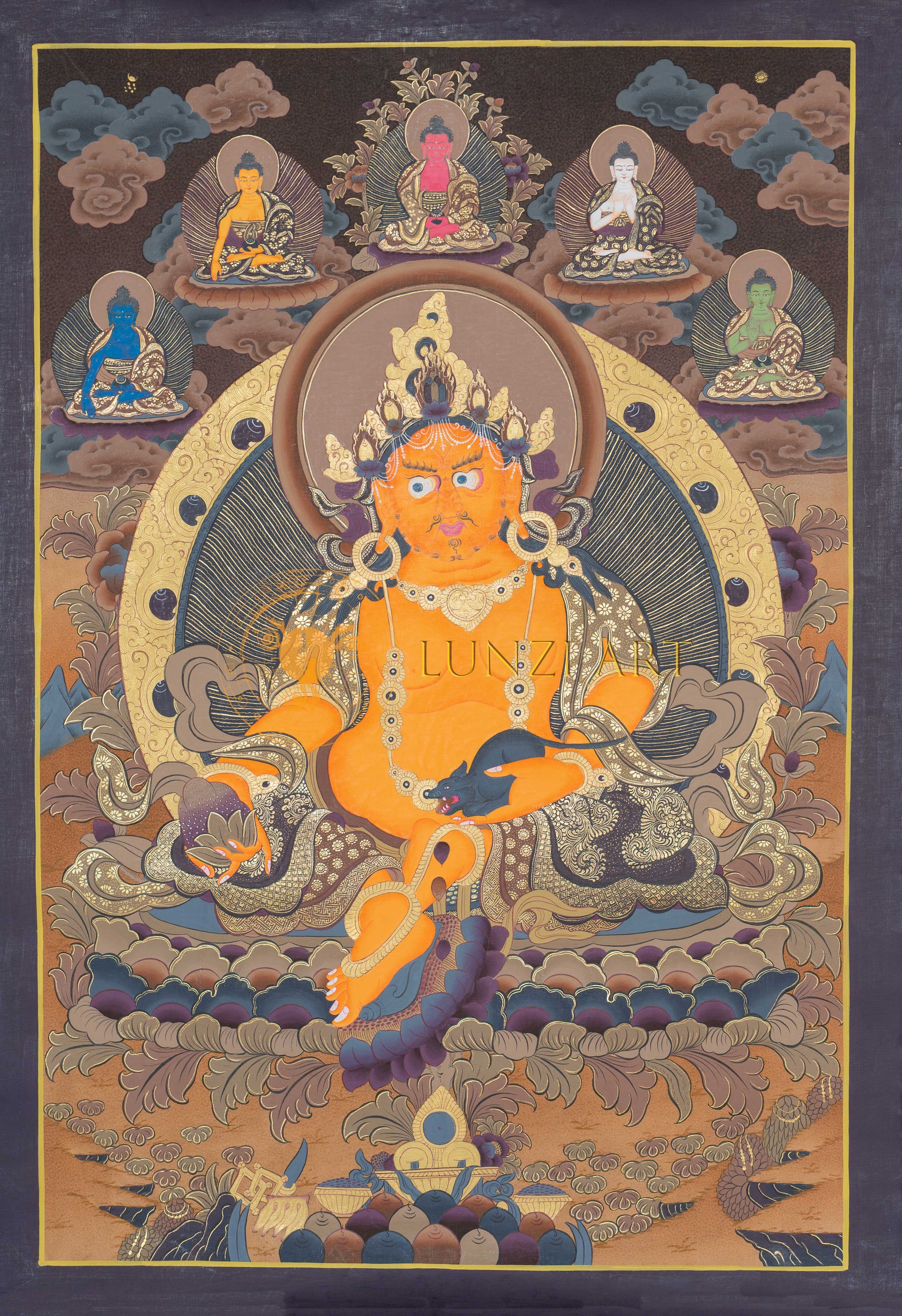 Hand-Painted Jambhala Thangka - T-S-BT-BB-AU-J-0092