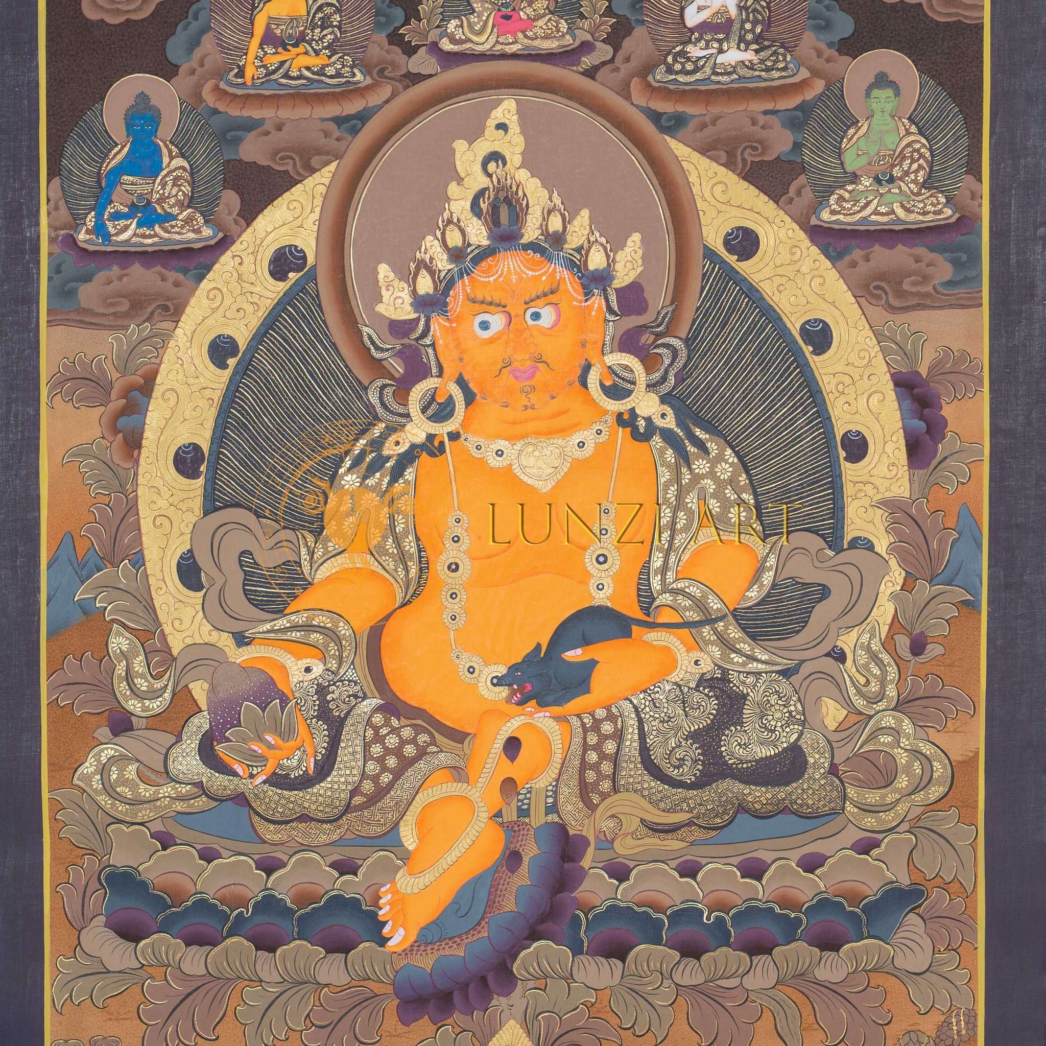 Hand-Painted Jambhala Thangka - Thangka