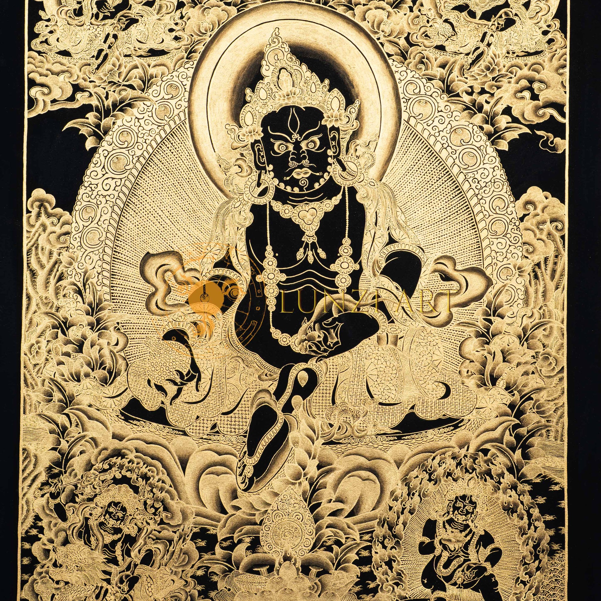 Hand-Painted Jambhala Thangka - Thangka