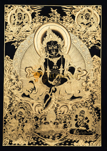 Hand-Painted Jambhala Thangka - Thangka