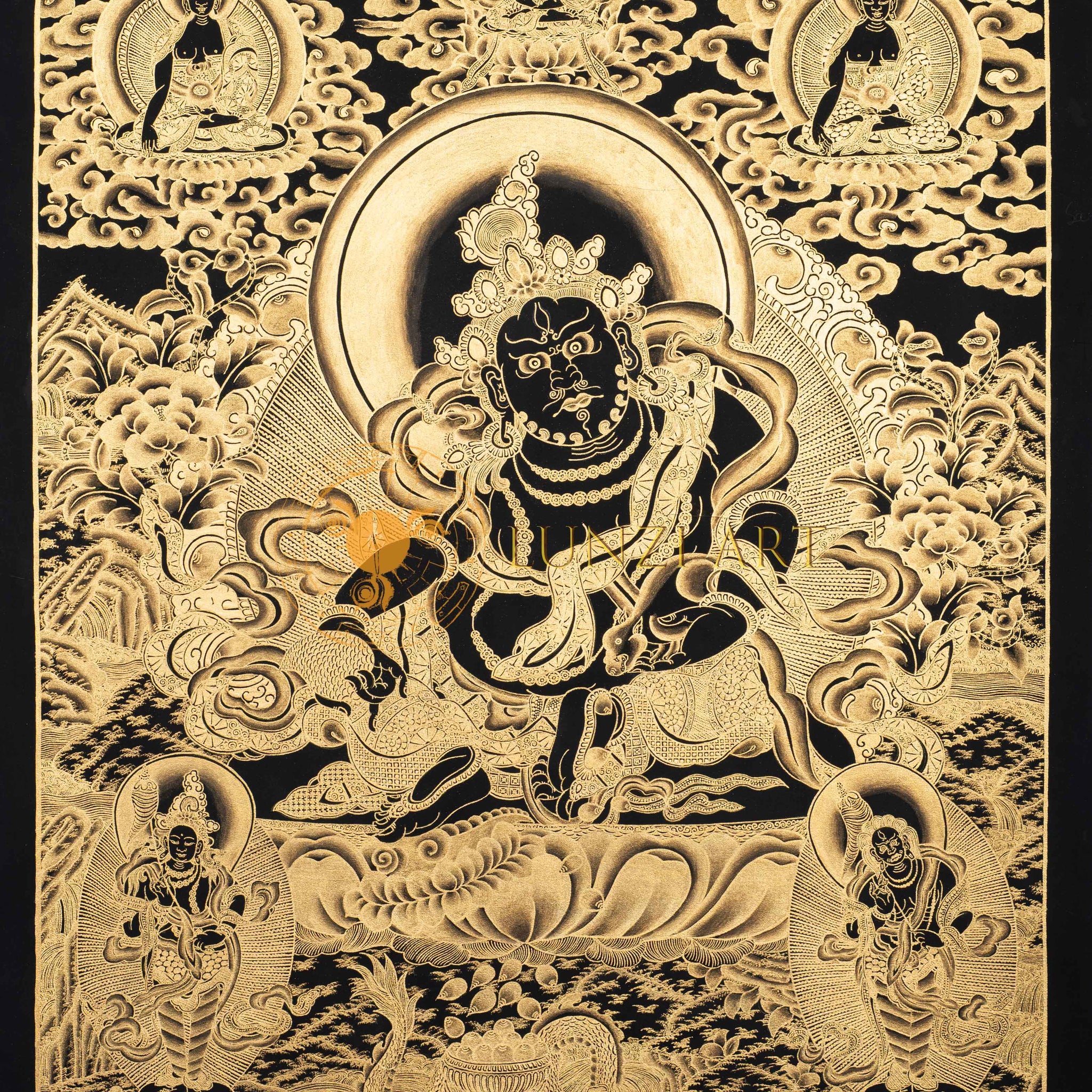 Hand-Painted Jambhala Thangka - Thangka