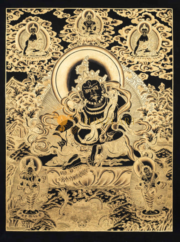 Hand-Painted Jambhala Thangka - Thangka