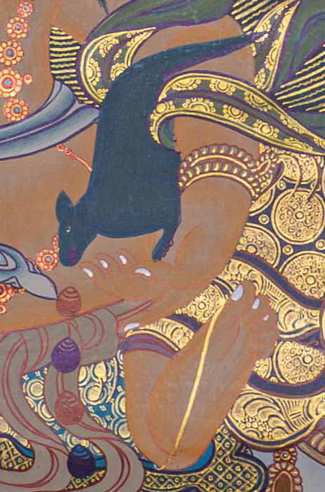 Hand-Painted Lion Jambhala Thangka - T-S-BT-BB-AU-LJ-0070