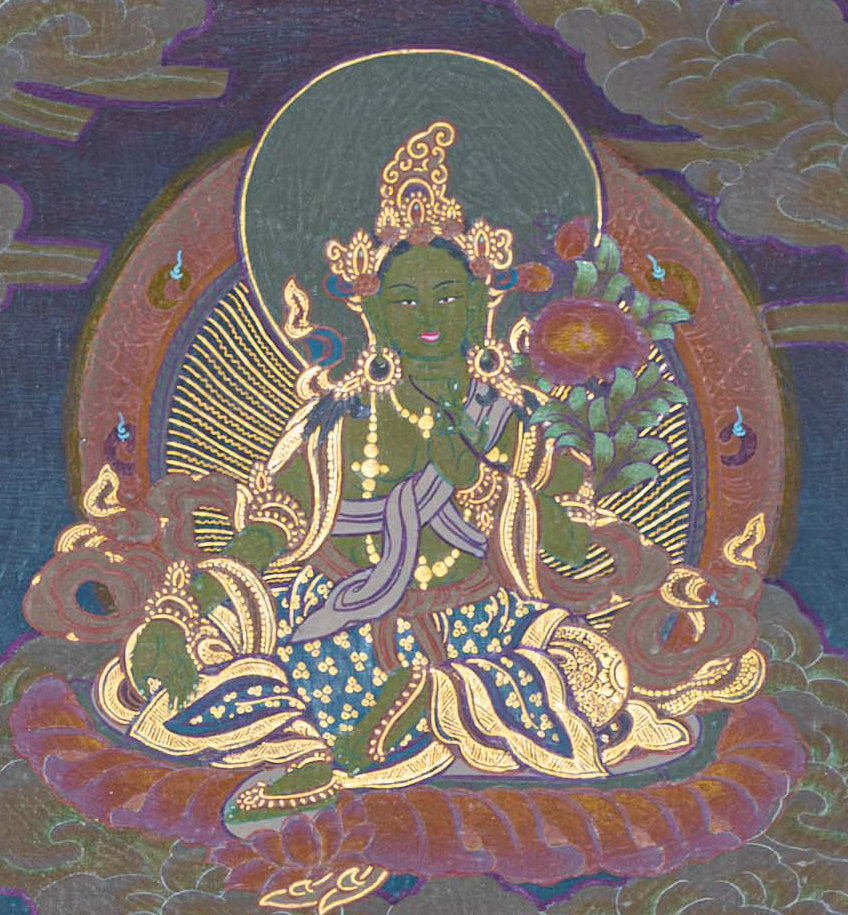 Hand-Painted Lion Jambhala Thangka - T-S-BT-BB-AU-LJ-0070