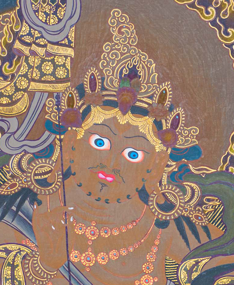 Hand-Painted Lion Jambhala Thangka - T-S-BT-BB-AU-LJ-0070