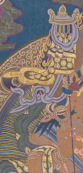 Hand-Painted Lion Jambhala Thangka - T-S-BT-BB-AU-LJ-0070