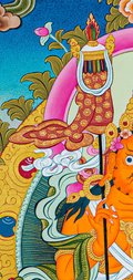 Hand-Painted Lion Jambhala Thangka - T-S-BT-OB-AU-LJ-0065