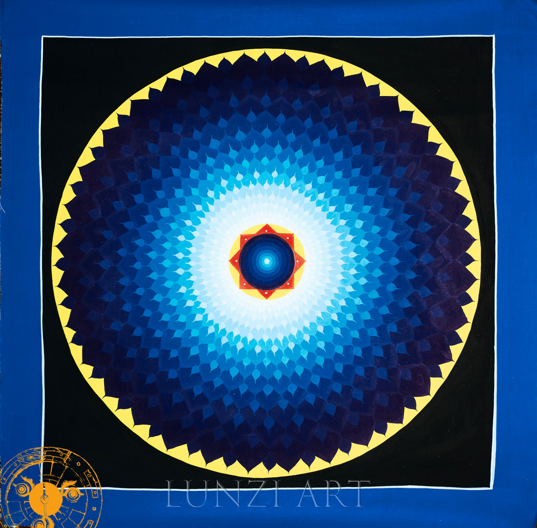 Hand-Painted Lotus Mandala Thangka - Thangka