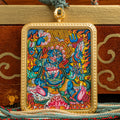Hand-Painted Mahakala Locket Thangka: Supreme Dharma Protector - L-M-0025