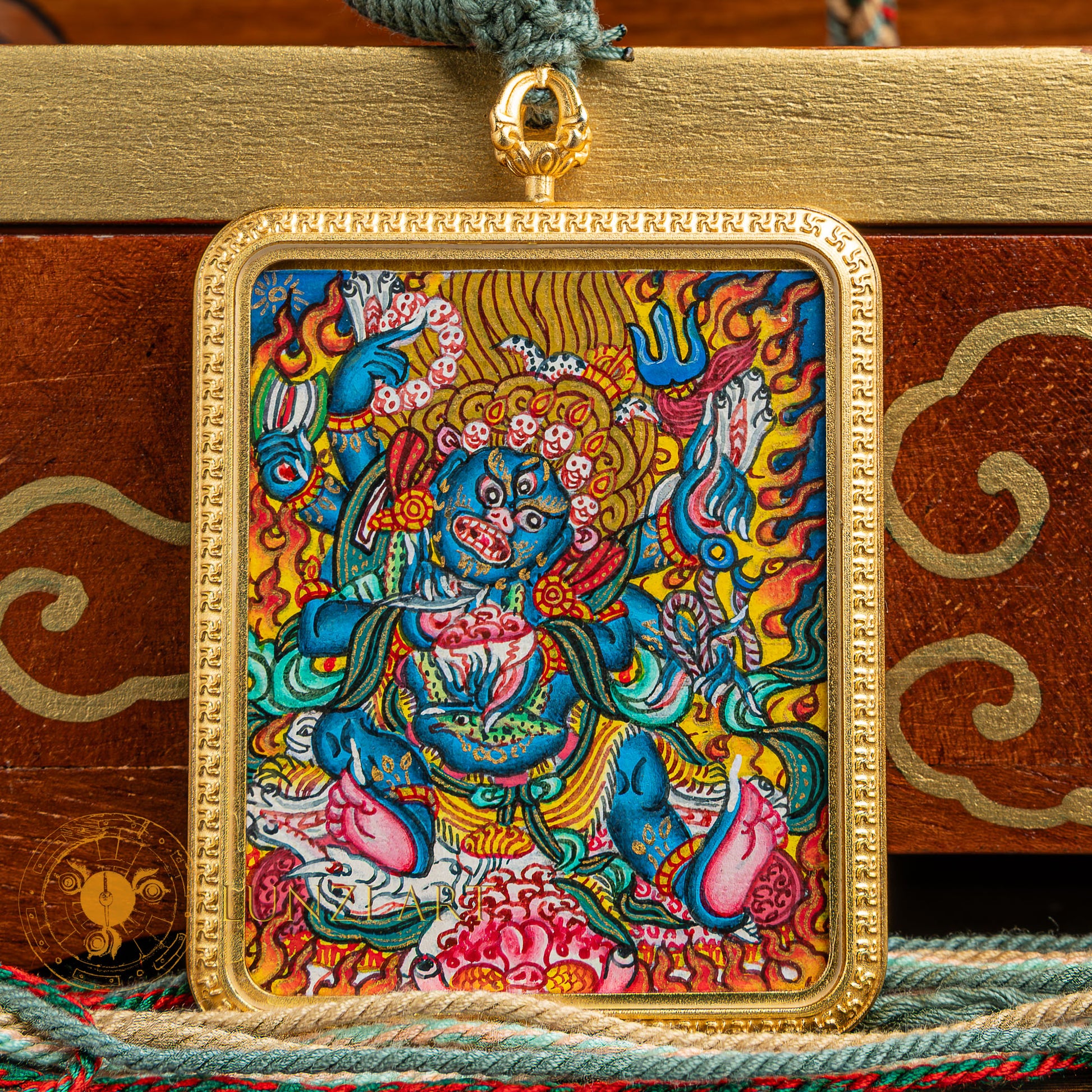 Hand-Painted Mahakala Locket Thangka: Supreme Dharma Protector - L-M-0025