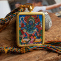 Hand-Painted Mahakala Locket Thangka - Thangka