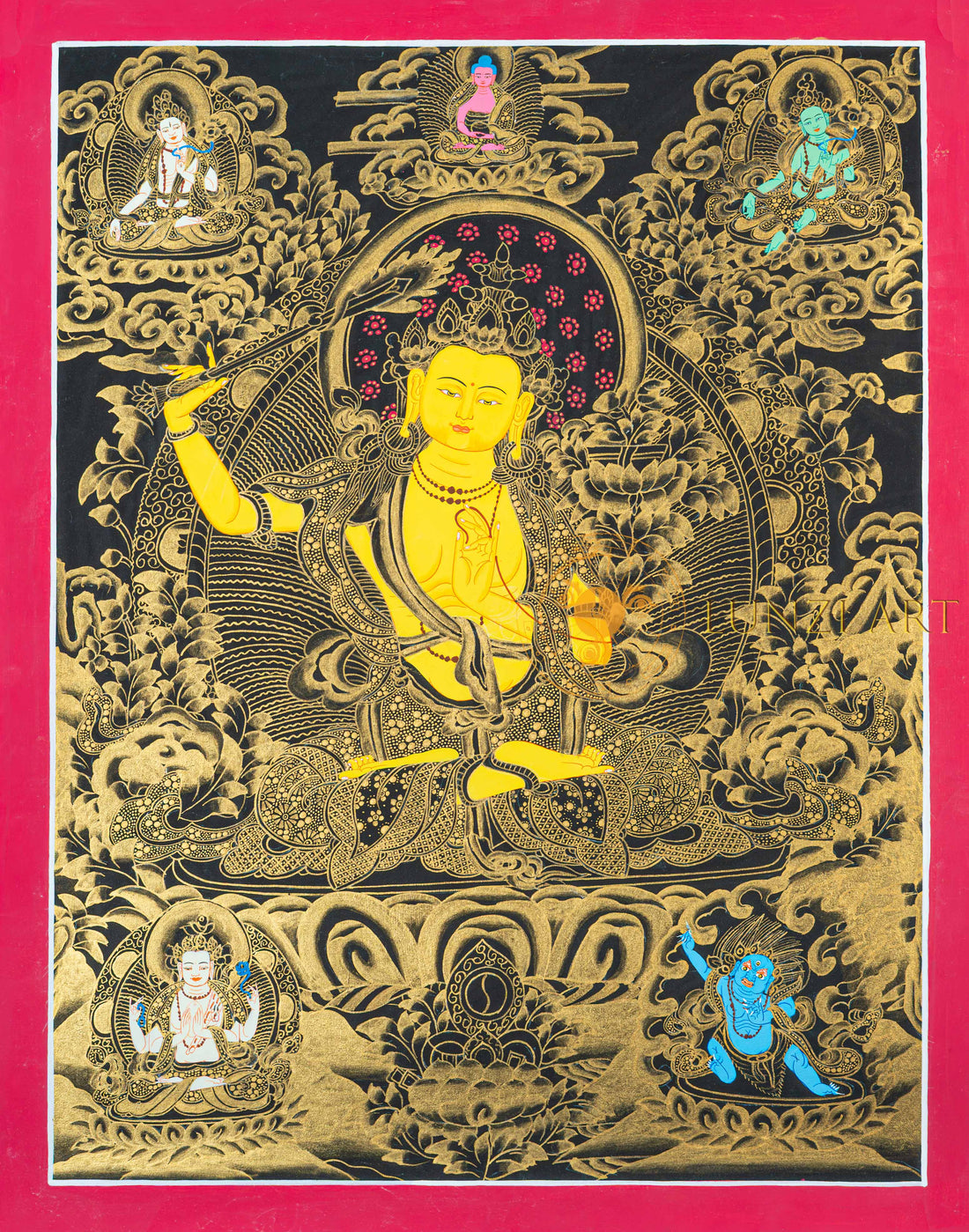 Hand-Painted Manjushree Thangka Art - T-N-ET-BB-M-0047