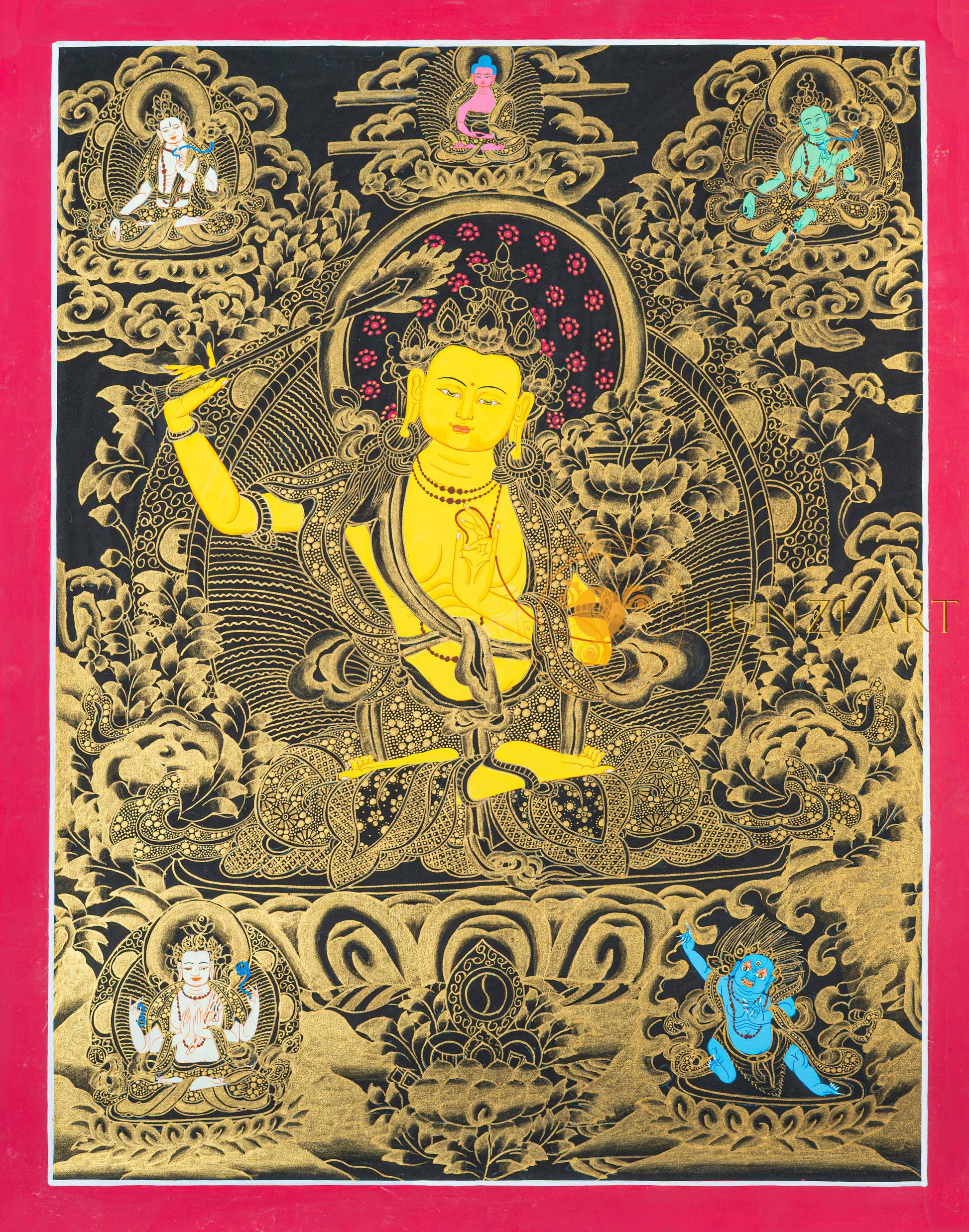Hand-Painted Manjushree Thangka Art - T-N-ET-BB-M-0047