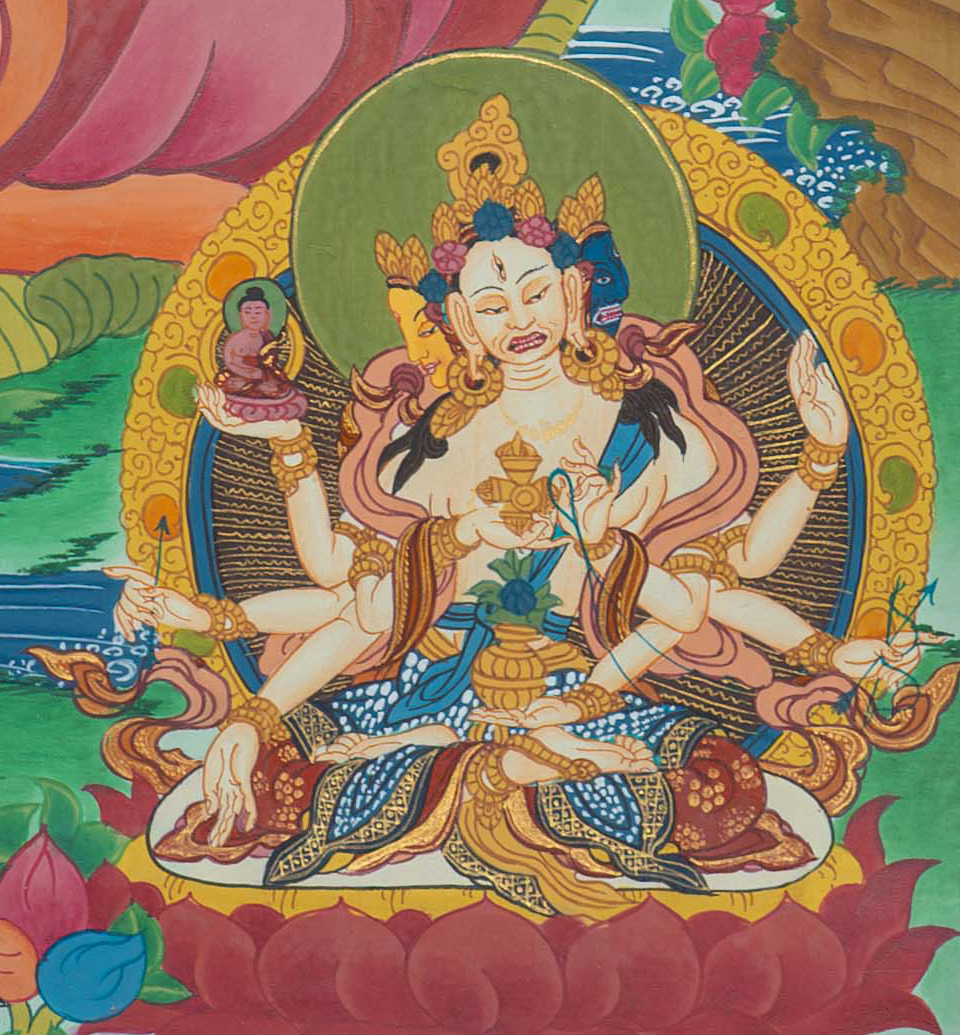 Hand-Painted Manjushree Thangka - T-S-BT-BB-AU-M-0093