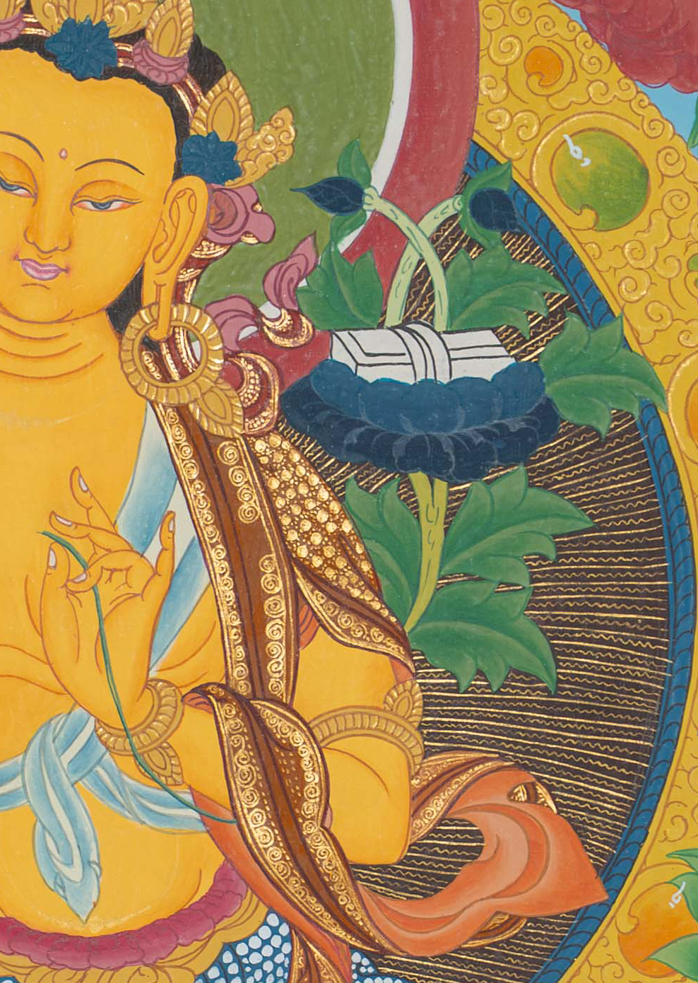 Hand-Painted Manjushree Thangka - T-S-BT-BB-AU-M-0093