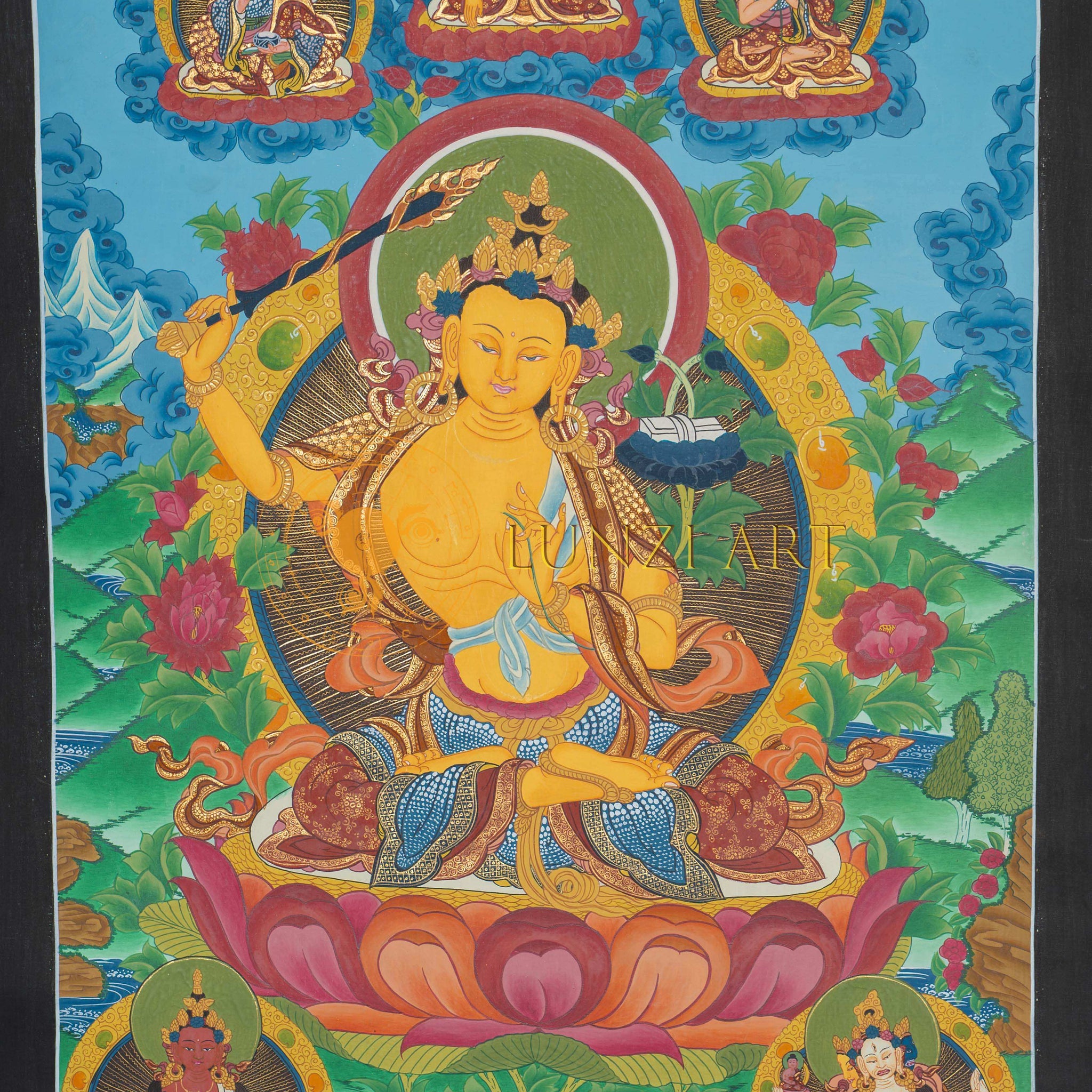 Hand-Painted Manjushree Thangka - Thangka