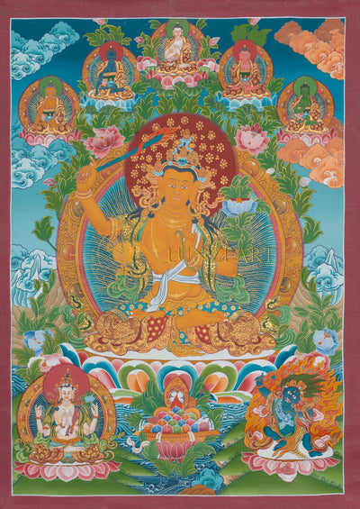 Hand-Painted Manjushree Thangka - Thangka