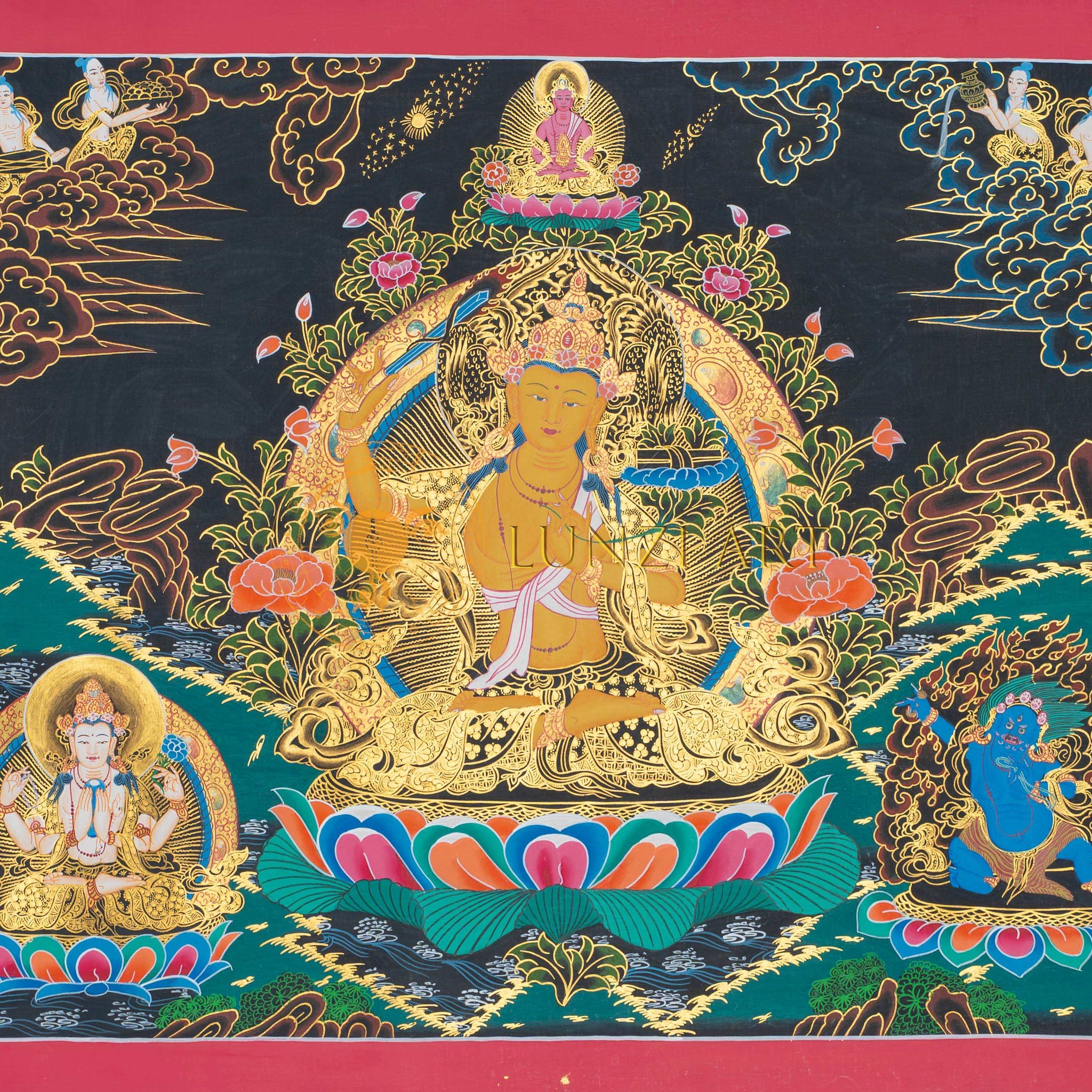 Hand-Painted Manjushree Thangka - Thangka