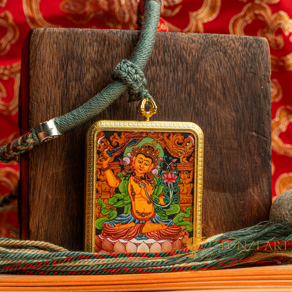 Hand-Painted Manjushri "Bodhisattva of Wisdom" Locket (Ghau) Thangka - L-MJ-57