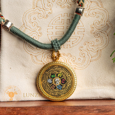 Hand Painted Mantra Mandala Locket (Ghau) Thangka - L-MM-35