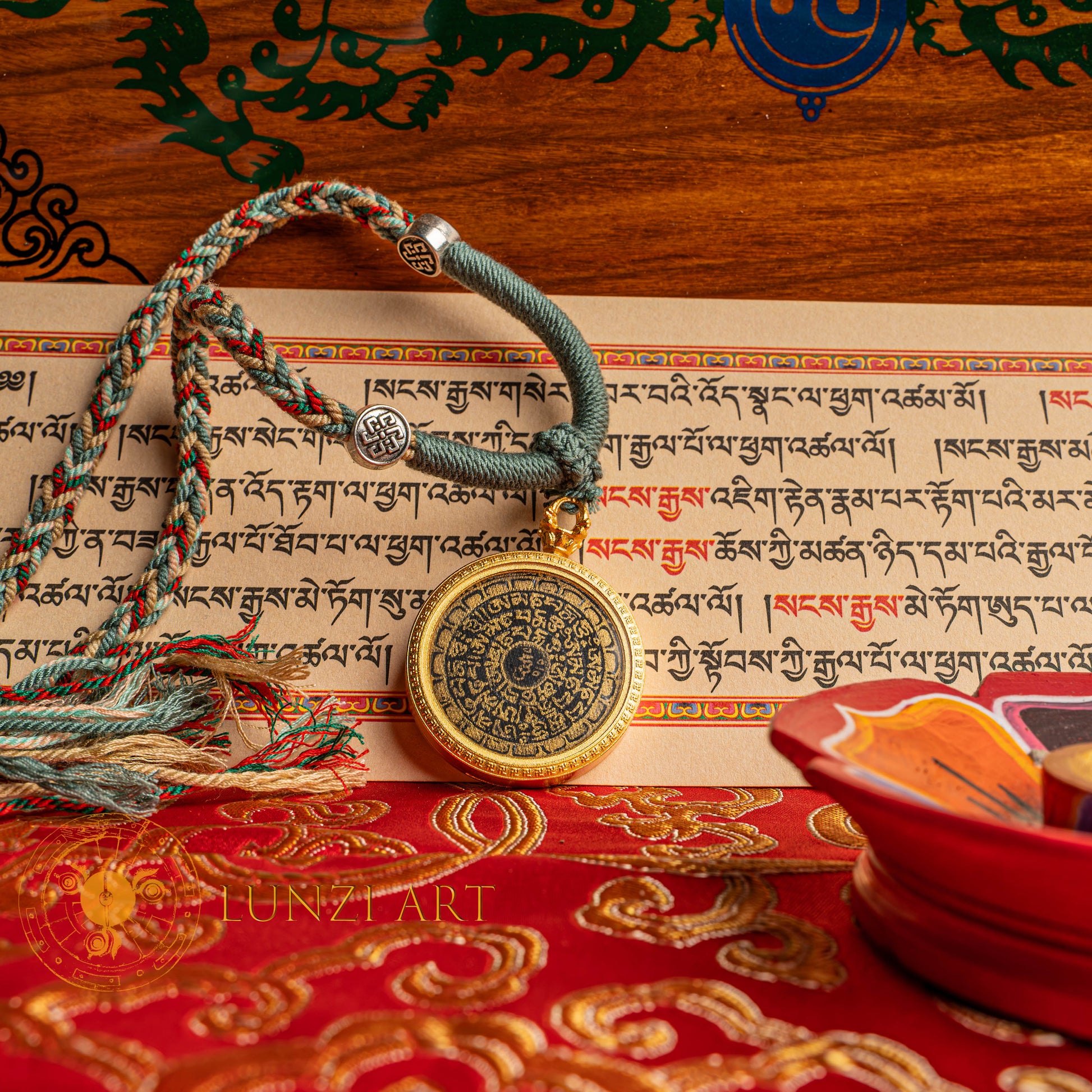 Hand-Painted Mantra Mandala Locket (Ghau) Thangka - L-O-37