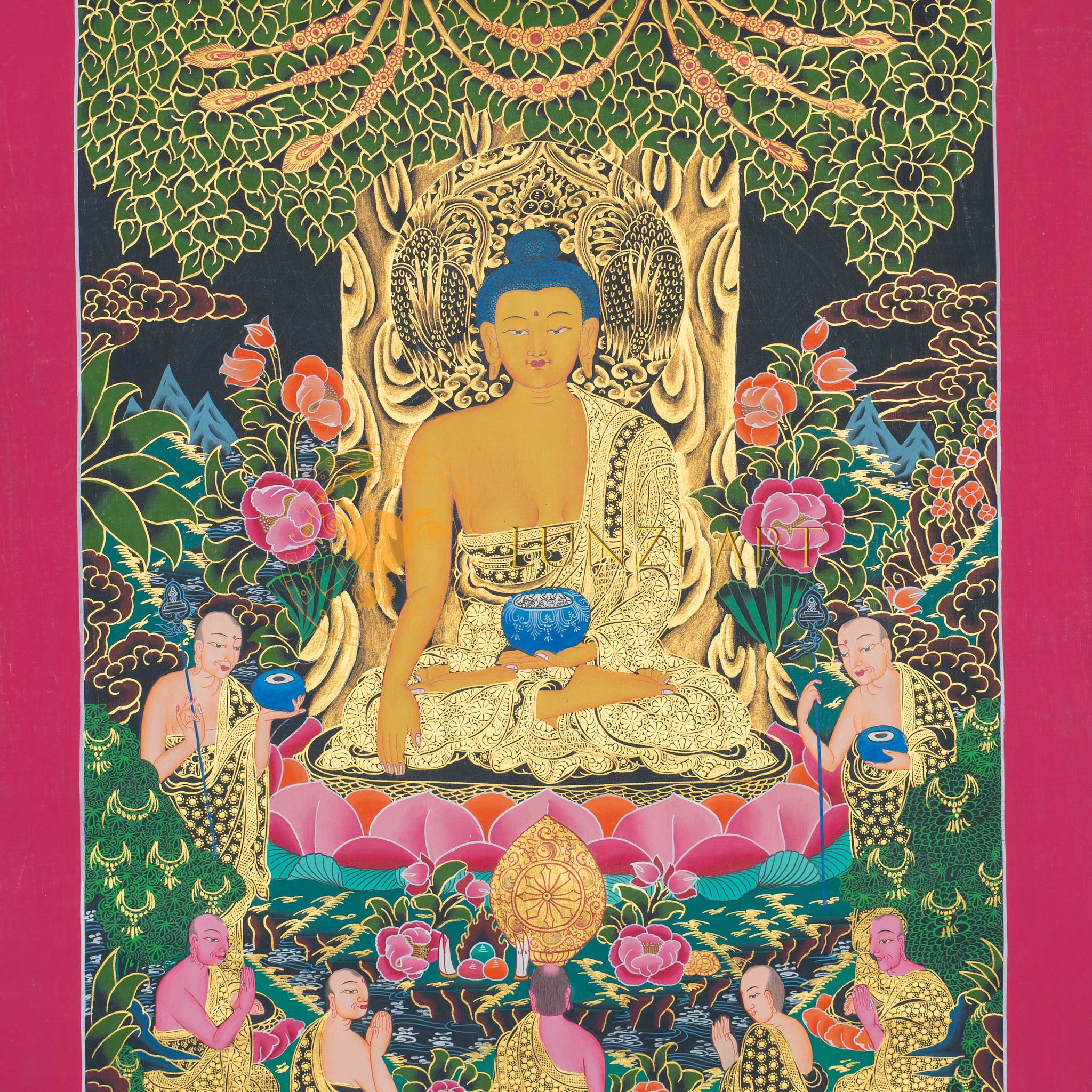 Hand-Painted Medicine Buddha Thangka - Thangka