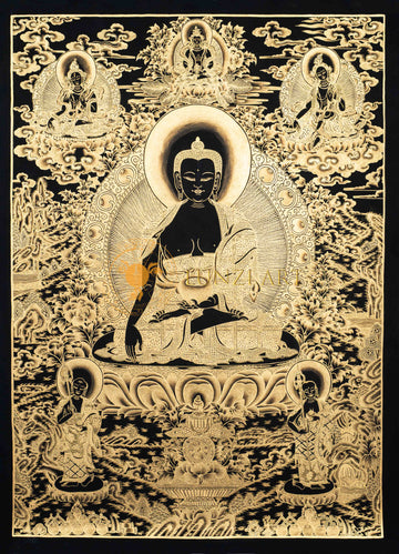Hand-Painted Medicine Budhha Thangka - T-S-BT-BB-MB-0007