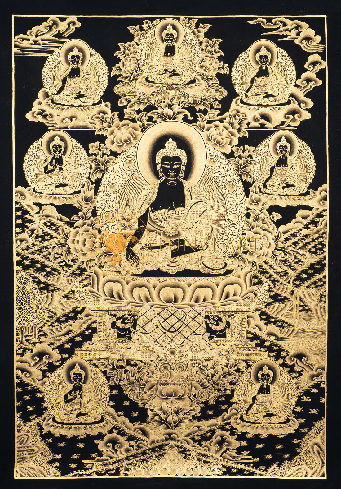 Hand-Painted Medicine Budhha Thangka - T-S-BT-BB-MB-0007