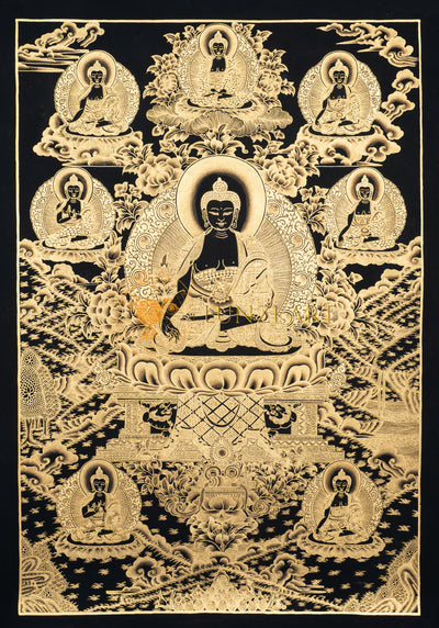 Hand-Painted Medicine Budhha Thangka - T-S-BT-BB-MB-0007