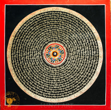 Hand Painted “OM” Mantra Mandala Thangka - Thangka