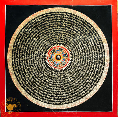 Hand Painted “OM” Mantra Mandala Thangka - Thangka