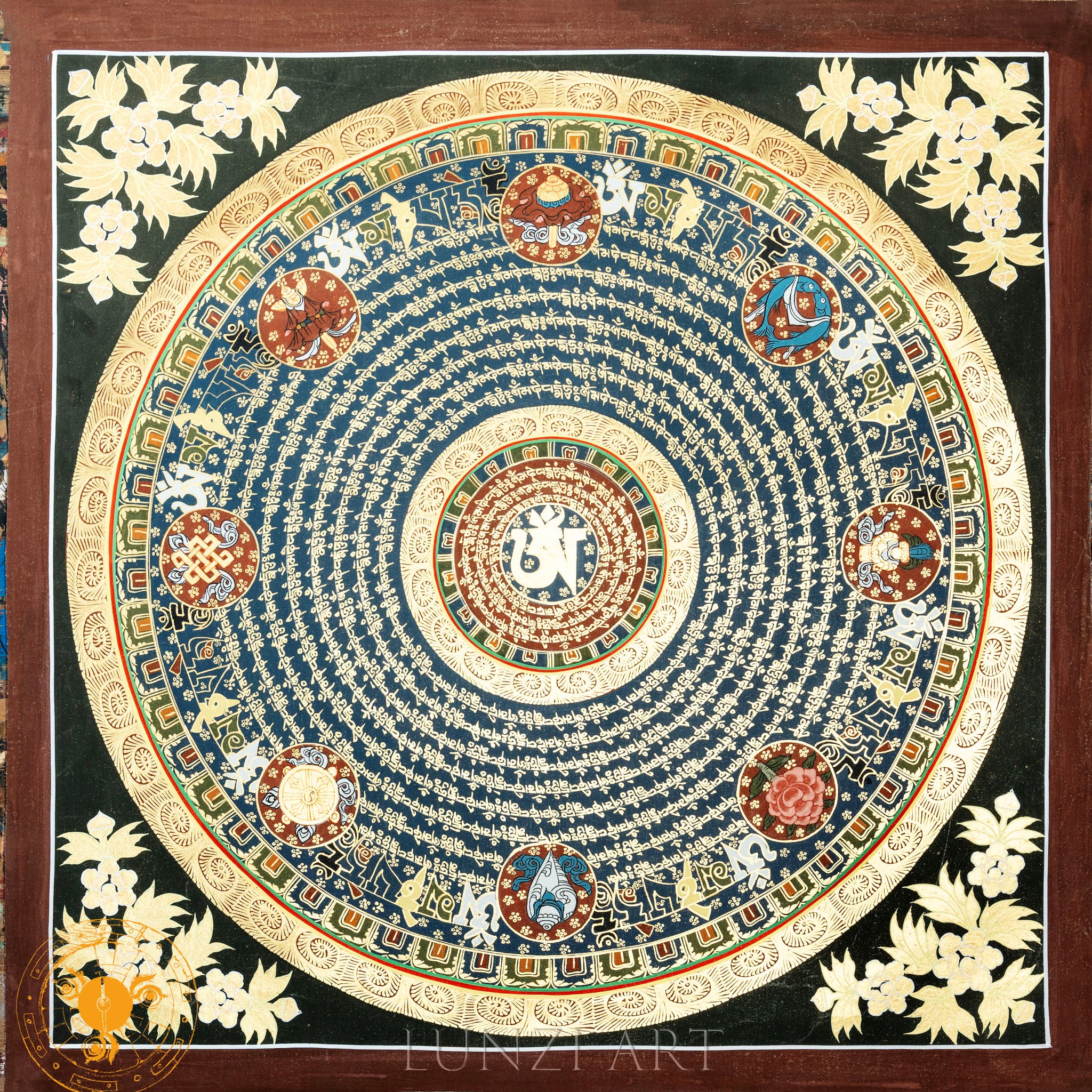 Hand Painted “OM” mantra mandala thangka - Thangka