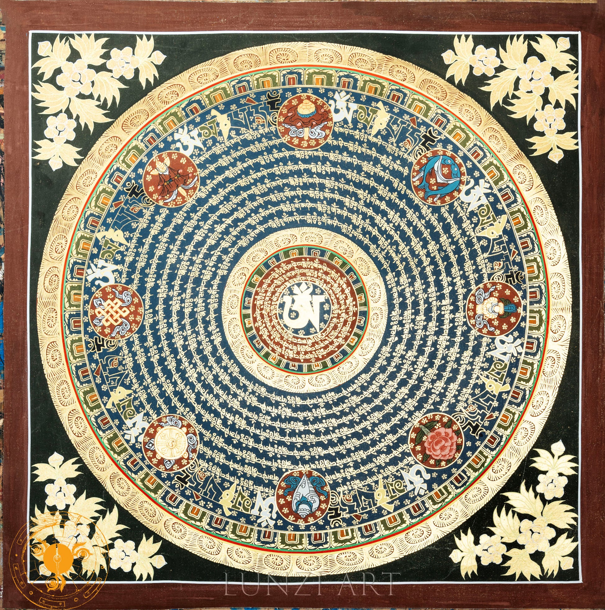 Hand Painted “OM” mantra mandala thangka - Thangka