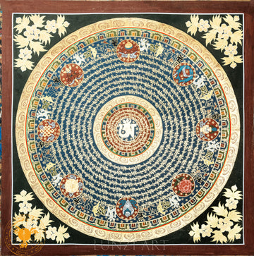 Hand Painted “OM” mantra mandala thangka - Thangka