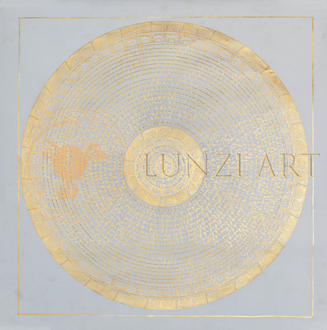 Hand-Painted Om Mantra Mandala Sacred Syllable Thangka - T-PS-SS-WB-WMM-85