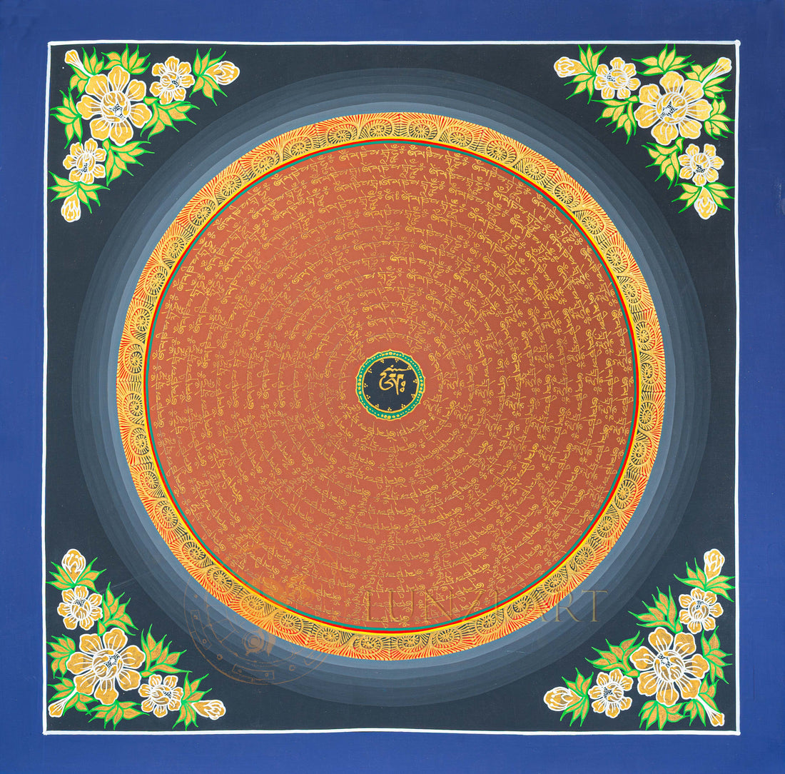 Hand-Painted Om Mantra Mandala Thangka - T-N-ET-CB-MM-0039
