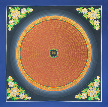 Hand-Painted Om Mantra Mandala Thangka - T-N-ET-CB-MM-0039