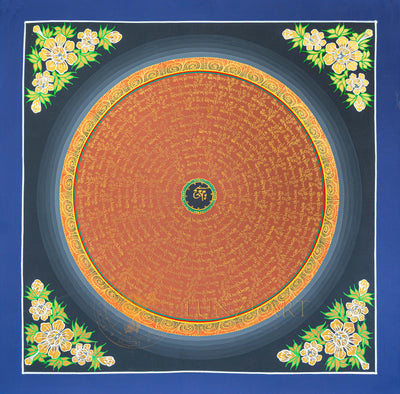 Hand-Painted Om Mantra Mandala Thangka - T-N-ET-CB-MM-0039