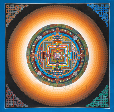 Hand-Painted Sacred Kalachakra Mandala Art - T-N-ET-CB-K-0043