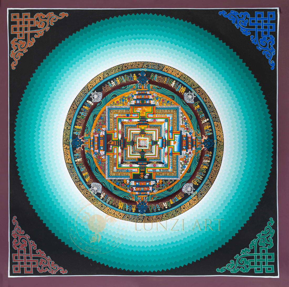 Hand-Painted Sacred  Kalachakra Mandala Thangka - T-N-ET-CB-K-0041