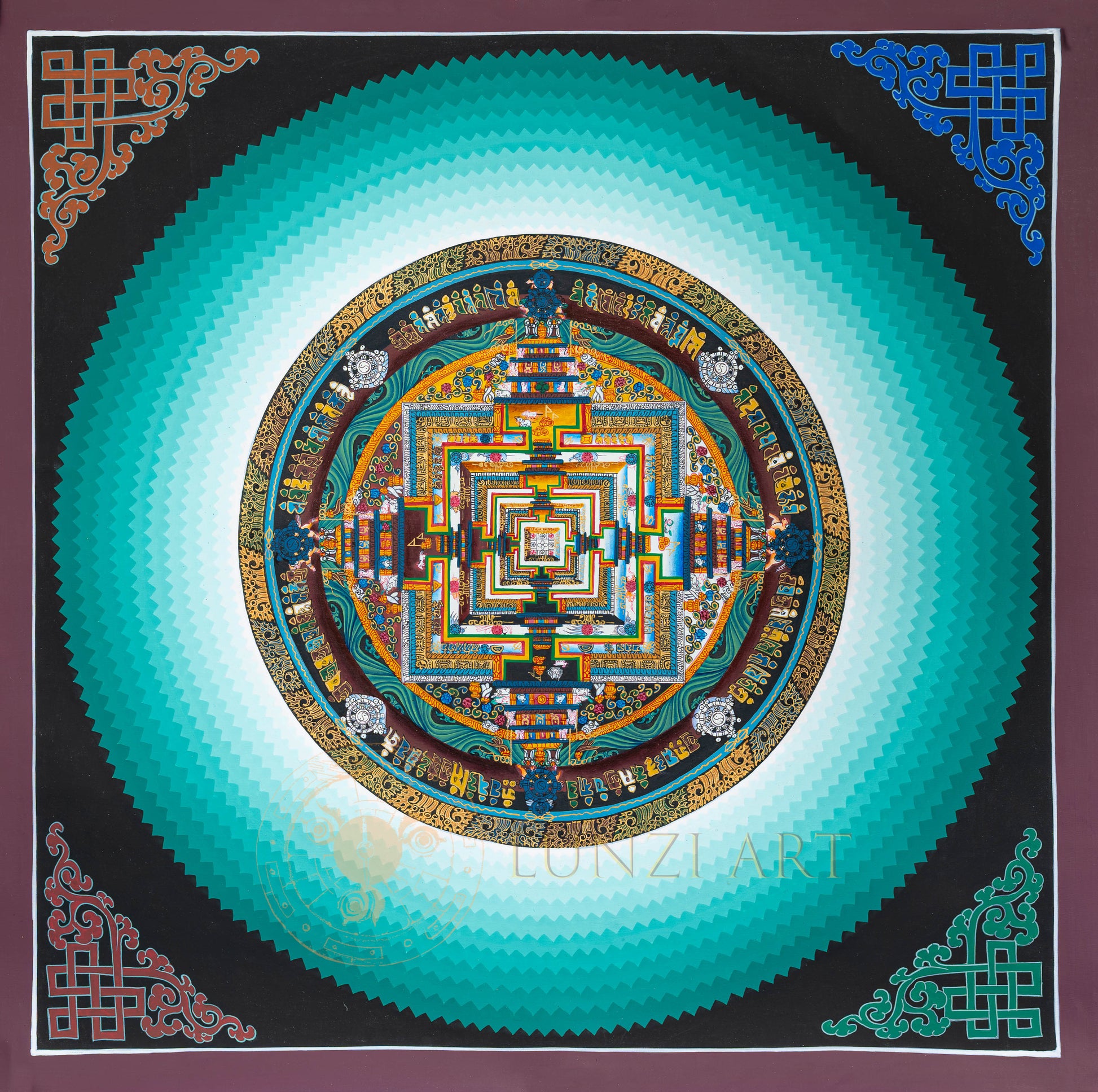 Hand-Painted Sacred  Kalachakra Mandala Thangka - T-N-ET-CB-K-0041
