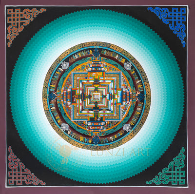 Hand-Painted Sacred  Kalachakra Mandala Thangka - T-N-ET-CB-K-0041