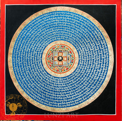 Hand-Painted “Sacred Mantra Mandala” Thangka - T-PS-SS-BB-MM-0024