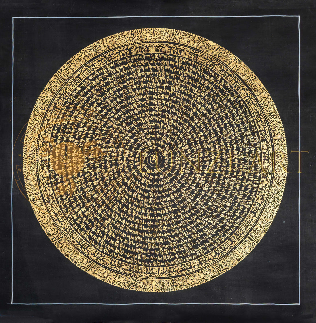 Hand-Painted Sacred Om Mantra Mandala Thangka Art - T-PS-SS-BB-MM-86